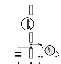Técnica de medição de corrente inserindo resistor em série no circuito.