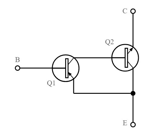 O circuito Sziklai Pair / Compound Pair em sua versão PNP.