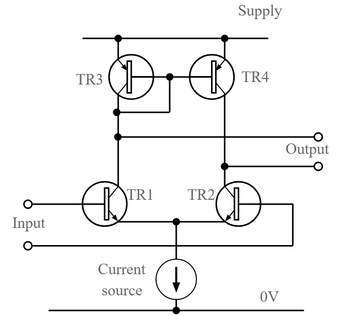 Circuito de transistor de par de cauda longa ou par diferencial incorporando um espelho de corrente