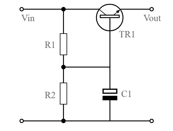 Circuito multiplicador de capacitância de transistor básico incorporando um divisor de potencial de polarização