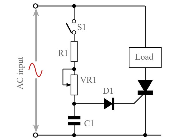 Circuito AC tiristor / SCR com controle de fase de porta