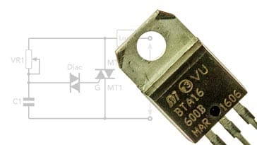 Um triac típico e circuitos de circuito triac