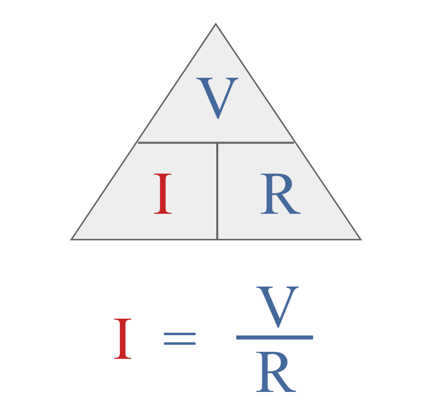 Usando o triângulo da Lei de Ohms para um cálculo