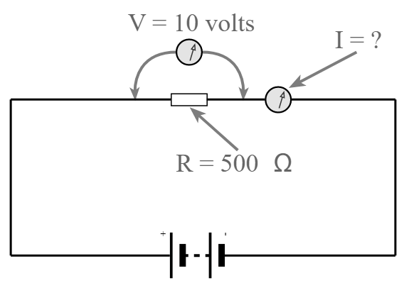 Exemplo de cálculo simples da Lei de Ohm