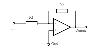 Amplificador operacional inversor básico usado no projeto de circuitos eletrônicos