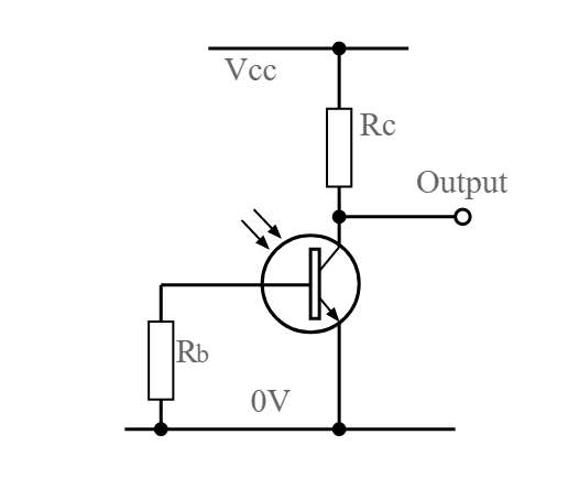 Circuito de fototransistor de emissor comum usando um resistor de base