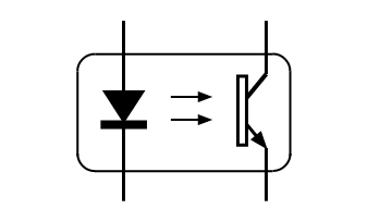Símbolo do circuito fotoacoplador ou optoacoplador