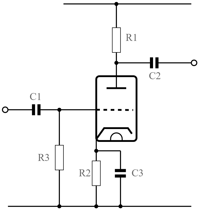 Tubo de vácuo triodo típico / circuito de válvula