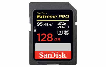 Cartão de memória SD Sandisk 128 GB
